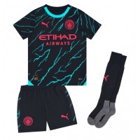 Camisa de Futebol Manchester City Manuel Akanji #25 Equipamento Alternativo Infantil 2023-24 Manga Curta (+ Calças curtas)